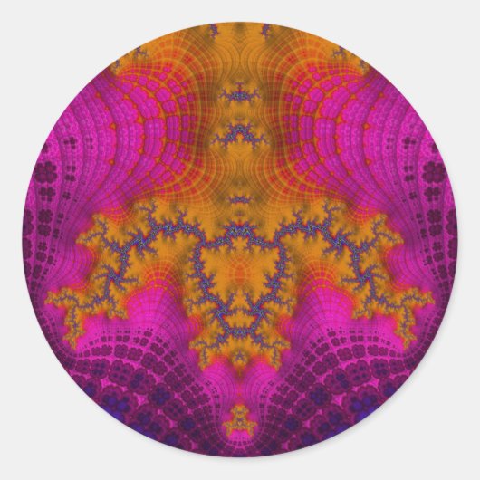 Geel Blauw Roze ~ Classic Ronde Sticker (Voorkant)