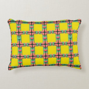 Geel Blauw Roze Gestreepte Geometrisch Accent Kussen