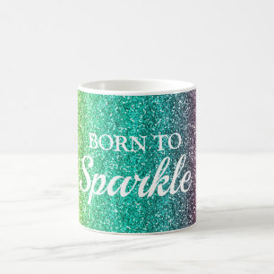 Geel, Blauw & Roze Glitter Geboren om te Fonkel Koffiemok