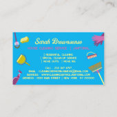 Geel Blauw Roze Huishoudster schoonmaken Janitoria Visitekaartje (Achterkant)