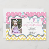 Geel, blauw, roze slangen feest kaart (Voorkant)