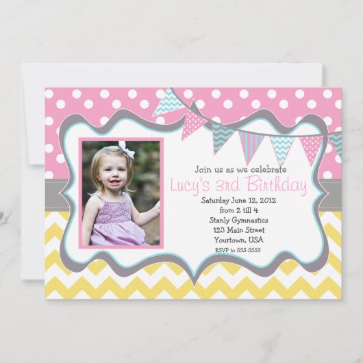 Geel, blauw, roze slangen feest kaart (Voorkant)