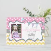 Geel, blauw, roze slangen feest kaart (Staand voorkant)