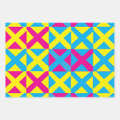 Geel Blauw Roze Vierkant Geometrisch Patroon Inpakpapier Vel (Voorkant 3)