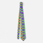 Geel Blauw Roze Vierkant Geometrisch Patroon Stropdas (Achterkant)