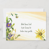 Geel blauw Rustic Wildbloemen Christelijk Weddensc Kaart (Achterkant)