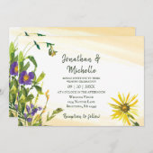 Geel blauw Rustic Wildbloemen Christelijk Weddensc Kaart (Voorkant / Achterkant)