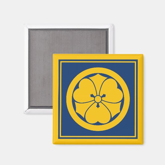  Geel Blauw Sakai Japan Mon Oosterse Kunst Magneet (Voorkant / Achterkant)