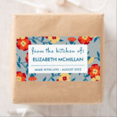 Geel, blauw & Sinaasappel Modern Floral Canning La Etiket (Insitu)