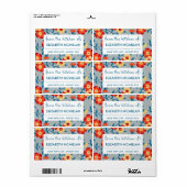 Geel, blauw & Sinaasappel Modern Floral Canning La Etiket (Full Sheet)
