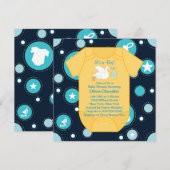 Geel Blauw Stork Baby Boy Shower Kaart (Voorkant / Achterkant)