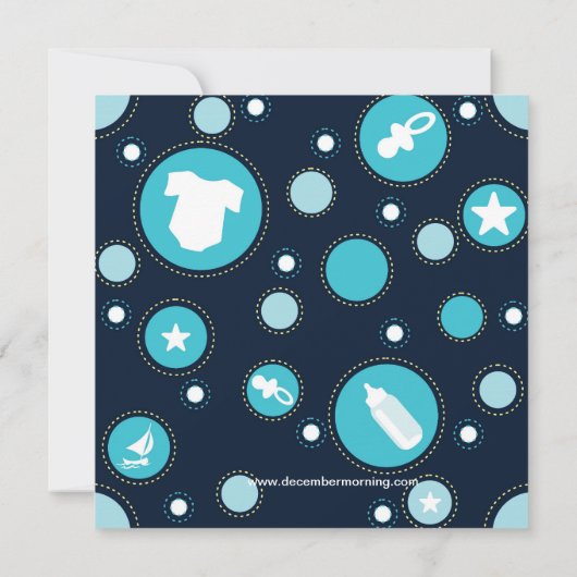 Geel Blauw Stork Baby Boy Shower Kaart (Achterkant)