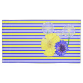 Geel Blauw Strepen Korenbloemen Buttercups Kussensloop (Voorkant-Links)