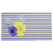 Geel Blauw Strepen Korenbloemen Buttercups Kussensloop (Voorkant-Rechts)