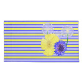 Geel Blauw Strepen Korenbloemen Buttercups Kussensloop (Achterkant-Links)