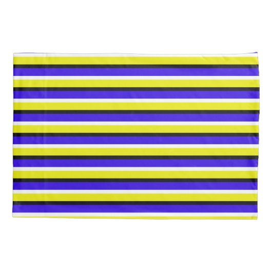 Geel blauw strepen patroon kussensloop (Achterkant)