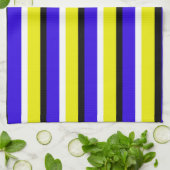 Geel Blauw Strepen Patroon Theedoek (Gevouwen)