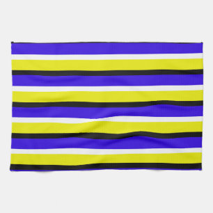 Geel blauw strepen patroon theedoek