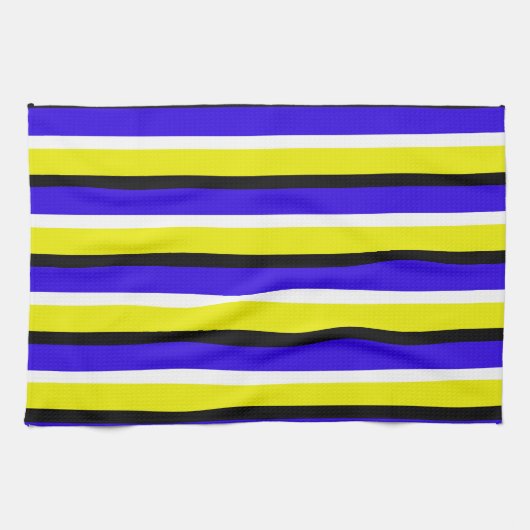 Geel Blauw Strepen Patroon Theedoek (Horizontaal)