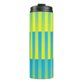 Geel Blauw Strepen Patroon Thermosbeker