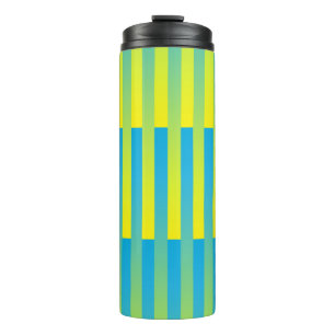Geel Blauw Strepen Patroon Thermosbeker