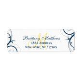 Geel Blauw Swirl Bruiloft RSVP Adreslabel Etiket (Voorkant)