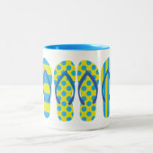 Geel & Blauw Teenslippers Gepersonaliseerde Mok (Center)