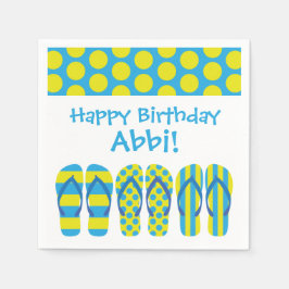 Geel & Blauw Teenslippers Gepersonaliseerde Party  Servet