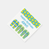 Geel & Blauw Teenslippers Gepersonaliseerde Party  Servet (Hoek)