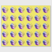 Geel Blauw Trendy Pop Art Basketbal Cadeaupapier (Vlak)