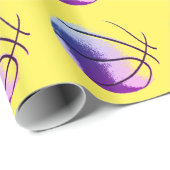 Geel Blauw Trendy Pop Art Basketbal Cadeaupapier (Rol Hoek)