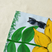 Geel Blauw Ultra Violet Bloemen Strandlaken (In situ)