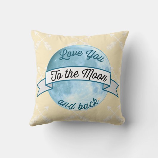 Geel blauw van je naar het moonpijlpatroon kussen (Achterkant)