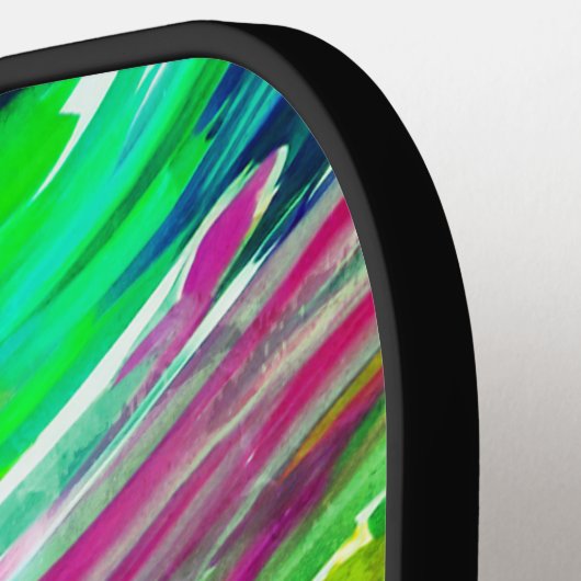 Geel Blauw Vingerschilderij Pickleball Paddle (Links Detail)