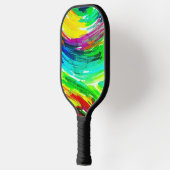 Geel Blauw Vingerschilderij Pickleball Paddle (Links)
