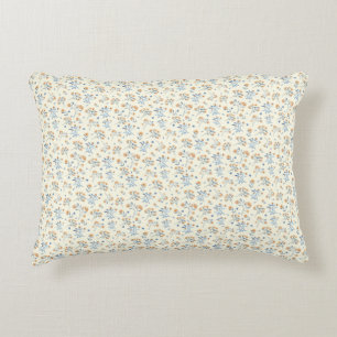 Geel Blauw Vintage Wilde Bloem Patroon Accent Kussen