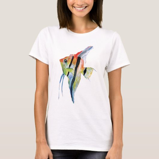 Geel Blauw Vis Lady T-shirt (Voorkant)