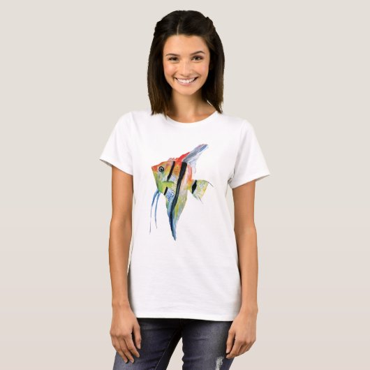 Geel Blauw Vis Lady T-shirt (Voorkant volledig)