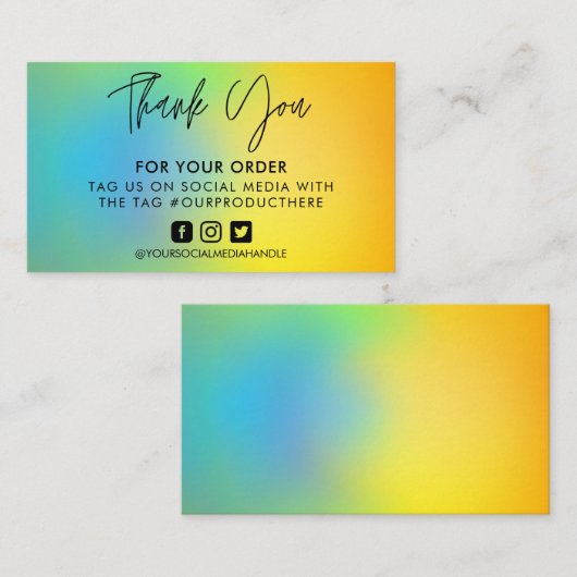 Geel blauw Visitekaartje voor kleurenverschuiving (Voorkant / Achterkant)