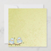 Geel/Blauw Vogel Verjaardag Uitnodiging (Achterkant)