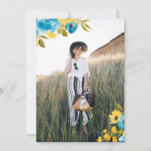 Geel Blauw Waterverf Wildflower Afstuderen Foto Kaart (Achterkant)
