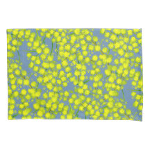 Geel blauw watje acacia botanica kunst kussens