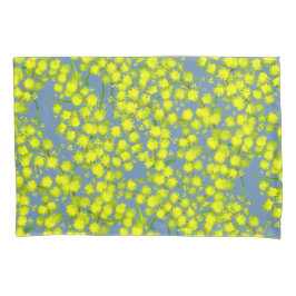 Geel blauw watje acacia botanica kunst kussens kussensloop