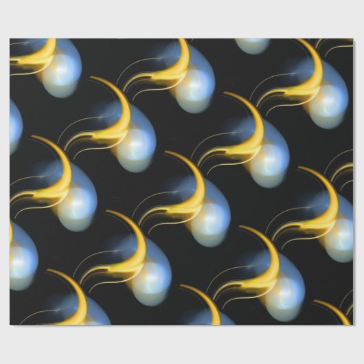 GEEL BLAUW WHITE ALIEN PEARLS CADEAUPAPIER (Vlak)