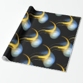 GEEL BLAUW WHITE ALIEN PEARLS CADEAUPAPIER (Uitgerold)