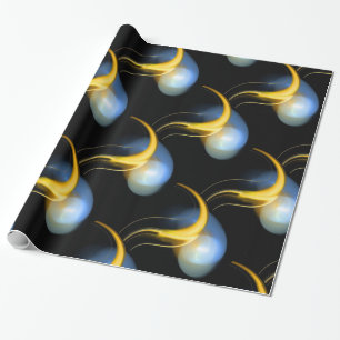 GEEL BLAUW WHITE ALIEN PEARLS CADEAUPAPIER