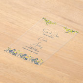 Geel Blauw Wildbloem Bloemen Boho Bruiloft Acryl Uitnodigingen (Laagn)