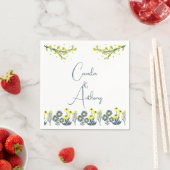 Geel Blauw Wildbloem Bloemen Boho Bruiloft Servet (Insitu)