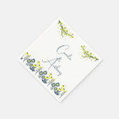 Geel Blauw Wildbloem Bloemen Boho Bruiloft Servet (Hoek)