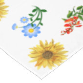 Geel Blauw Wildbloem Bloemen op Wit Tafelkleed (Gekanteld)